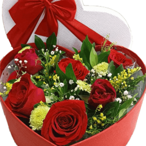 CORAZON 6 ROSAS CAJA